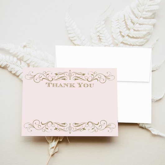  roze en Antiek goudhuwelijk Bedankkaart