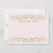  roze en Antiek goudhuwelijk Bedankkaart (Voorkant)