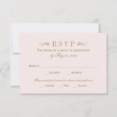  roze en Antiek goudhuwelijk RSVP Kaartje (Voorkant)