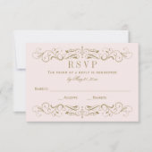 roze en Antiek goudhuwelijk RSVP Kaartje (Voorkant)