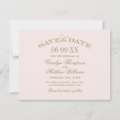  roze en Antiek goudhuwelijk Save The Date (Achterkant)