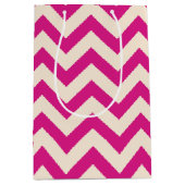 Roze en antiek witte chevron medium cadeauzakje (Voorkant)