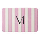 Roze en antiek witte gestreepte monogram badmat (Voorkant)