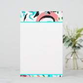 Roze en aqua abstract briefpapier (Staand voorkant)