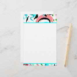 Roze en aqua abstract briefpapier
