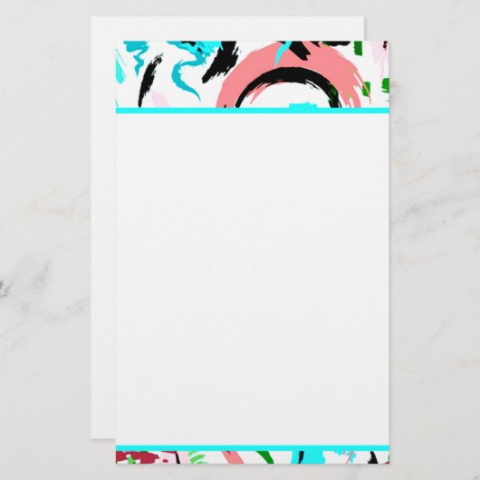 Roze en aqua abstract briefpapier (Voorkant / Achterkant)