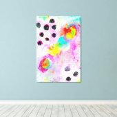 Roze en Aqua Abstract Canvas Afdruk (Insitu (Houten vloer))