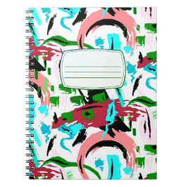 Roze en aqua abstract compositie notitieboek