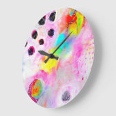 Roze en Aqua Abstract Grote Klok (Hoek)