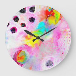 Roze en Aqua Abstract Grote Klok