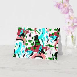 Roze en aqua abstract kaart