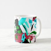 Roze en aqua abstract koffiemok (Voorkant rechts)