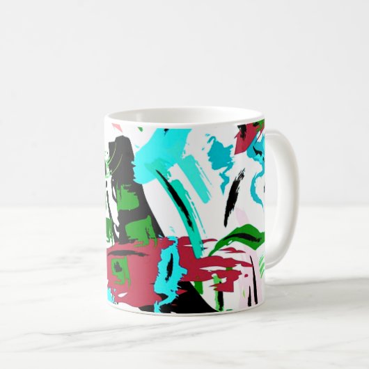 Roze en aqua abstract koffiemok (Voorkant rechts)