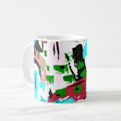 Roze en aqua abstract koffiemok (Voorkant links)