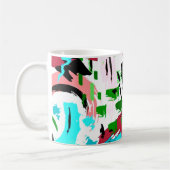 Roze en aqua abstract koffiemok (Links)