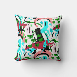 Roze en aqua abstract kussen