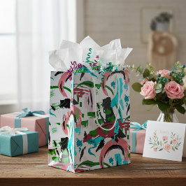 Roze en aqua abstract  medium cadeauzakje
