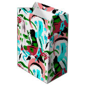 Roze en aqua abstract medium cadeauzakje (Achterkant Gekanteld)