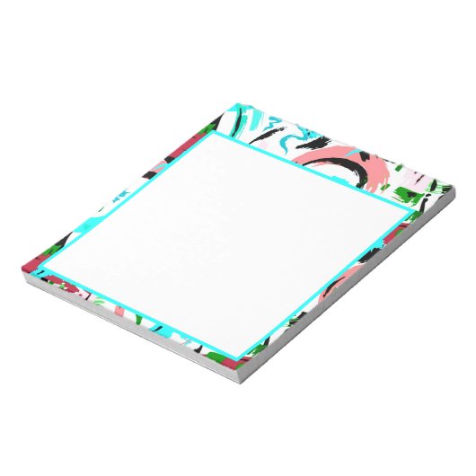 Roze en aqua abstract notitieblok (Linkerzijde)