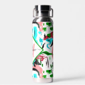 Roze en aqua abstract persoonlijk waterfles (Achterkant)