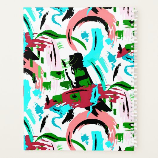 Roze en aqua abstract planner (Achterkant)