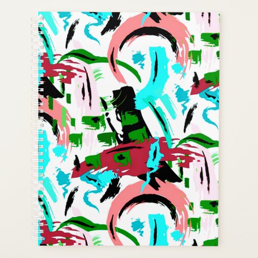 Roze en aqua abstract planner (Voorkant)