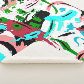 Roze en aqua abstract sherpa deken (3/4)
