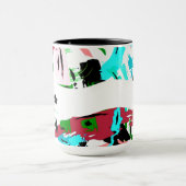 Roze en aqua abstracte gepersonaliseerde koffie-mo mok (Midden)