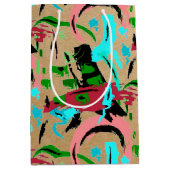Roze en aqua abstracte middelgrote cadeautas (Voorkant)