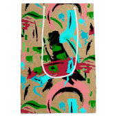 Roze en aqua abstracte middelgrote cadeautas (Achterkant)