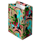 Roze en aqua abstracte middelgrote cadeautas (Achterkant Gekanteld)