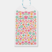Roze en aqua bloemen met kruis baby meisje doop cadeaulabel (Achterkant)
