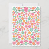 Roze en aqua bloemen met kruis baby meisje doop kaart (Achterkant)