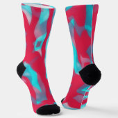Roze en Aqua Blue Crazy Sokken Art (Gebogen)