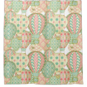 Roze en Aqua Blue heteluchtballonnen Douchegordijn (Voorkant)