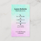 Roze en Aqua Blue waterverf die Busine verdient Visitekaartje (Achterkant)