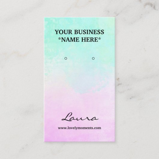 Roze en Aqua Blue waterverf die Busine verdient Visitekaartje (Voorkant)