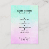 Roze en Aqua blue waterverf Visitekaartje (Achterkant)