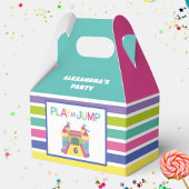 Roze en aqua Bounce huis Bedankdoosjes