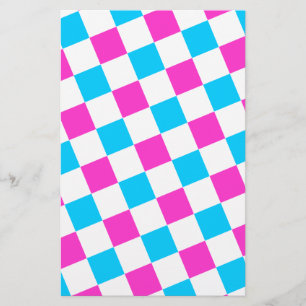 Roze en Aqua Checkerboard