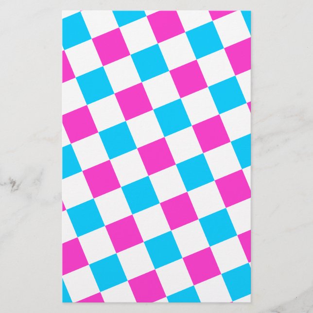 Roze en Aqua Checkerboard (Voorkant)