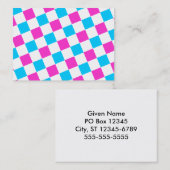 Roze en Aqua Checkerboard Visitekaartje (Voorkant / Achterkant)