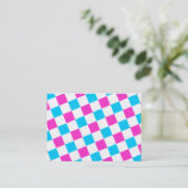 Roze en Aqua Checkerboard Visitekaartje (Staand voorkant)