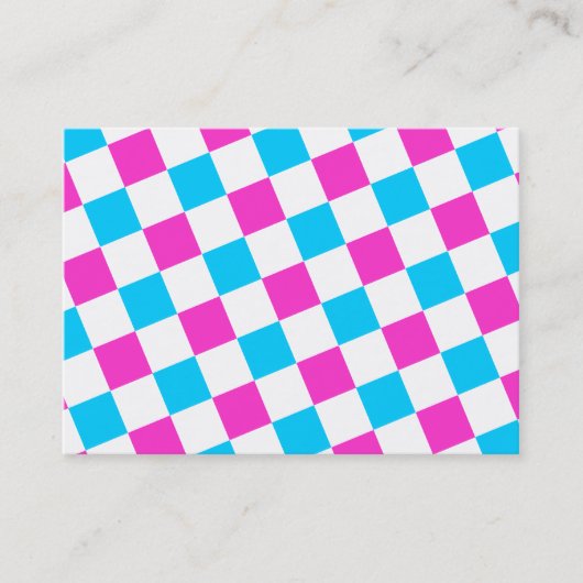 Roze en Aqua Checkerboard Visitekaartje (Voorkant)