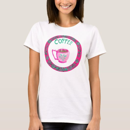 Roze en Aqua Coffee-Mok, los-passend T-shirt (Voorkant)