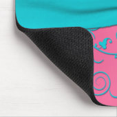 Roze en Aqua Damask Mousepad Muismat (Hoek)