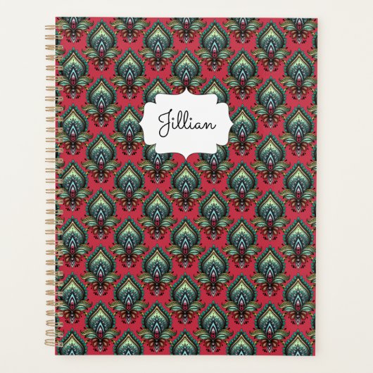 Roze en Aqua Fancy Pattern Boho Name Planner (Voorkant)
