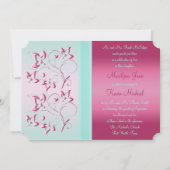 Roze en Aqua Floral Monogrammed Invitation Kaart (Achterkant)