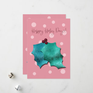 Roze en Aqua Gelukkige Kerstdagen! Feestdagenkaart