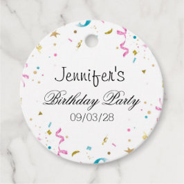 Roze en Aqua Glitter Confetti Bedankjes Labels